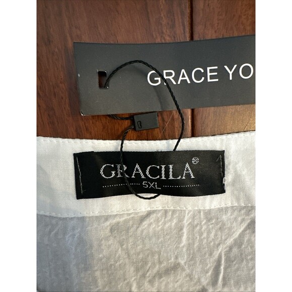 Women’s Blouse Shirt Floral Flowers Lace 5XL White Flowy Boho Gracila - Picture 6 of 16